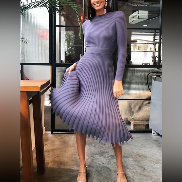 Fall Ribbed Knit Sweater Dress - Picture 3 of 16